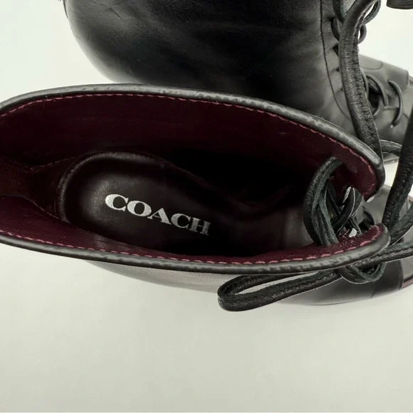 Coach Lena Black Lace-Up Peep-Toe Ankle Booties With Stiletto Heel Size 6B - Picture 14 of 16